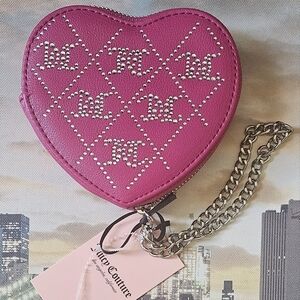 Juicy Couture Heart-Shaped Pouch with Silver Chain NWT